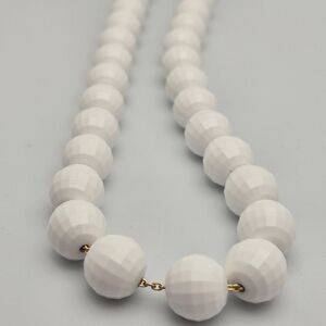 Vintage Monet White Faceted Bead Choker Necklace 16” + 2'' Ext